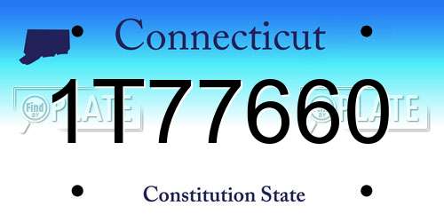 1T77660 Connecticut License Plate