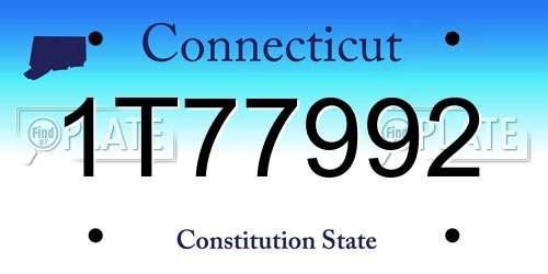 1T77992 Connecticut License Plate