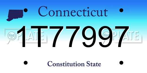 1T77997 Connecticut License Plate