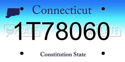 1T78060 Connecticut License Plate
