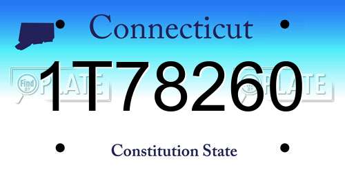 1T78260 Connecticut License Plate