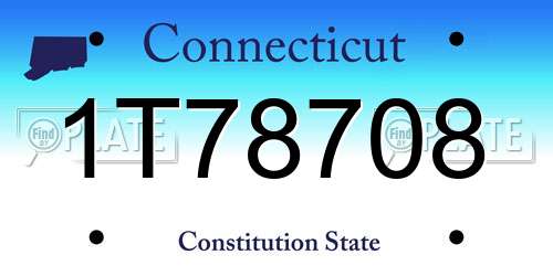 1T78708 Connecticut License Plate