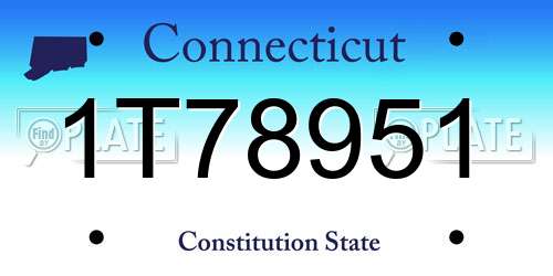 1T78951 Connecticut License Plate