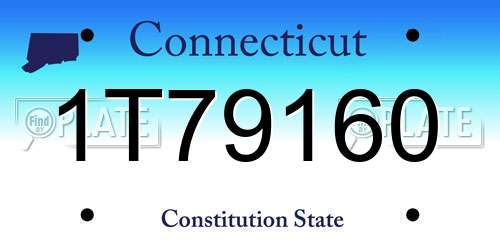 1T79160 Connecticut License Plate