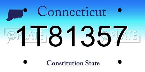 1T81357 Connecticut License Plate