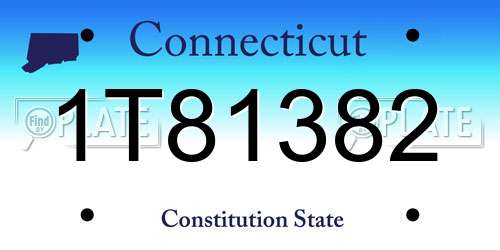 1T81382 Connecticut License Plate