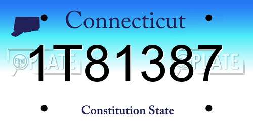 1T81387 Connecticut License Plate