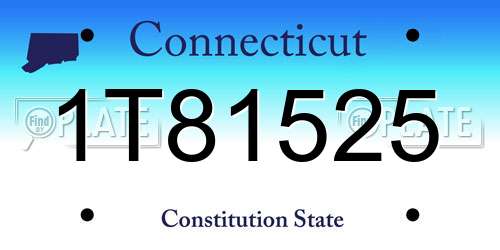1T81525 Connecticut License Plate