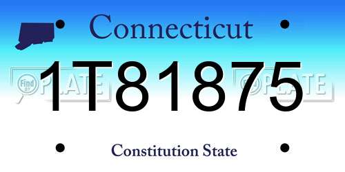 1T81875 Connecticut License Plate