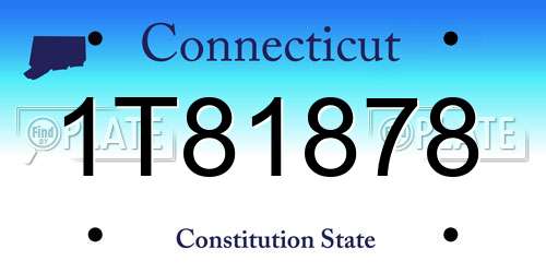 1T81878 Connecticut License Plate