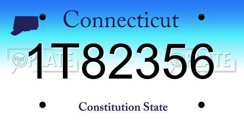 1T82356 Connecticut License Plate