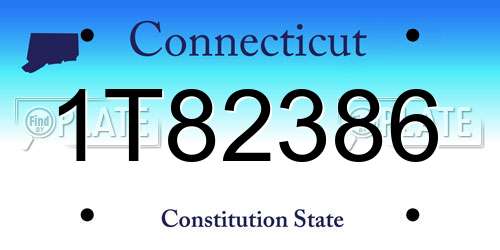 1T82386 Connecticut License Plate