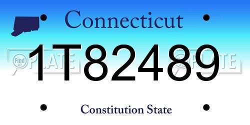 1T82489 Connecticut License Plate