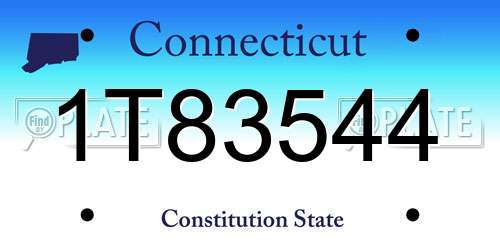 1T83544 Connecticut License Plate