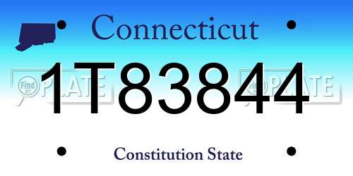 1T83844 Connecticut License Plate