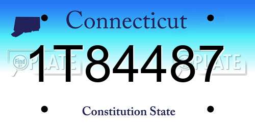 1T84487 Connecticut License Plate