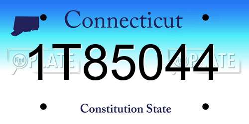 1T85044 Connecticut License Plate