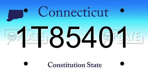 1T85401 Connecticut License Plate