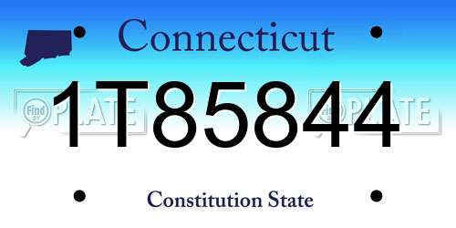 1T85844 Connecticut License Plate