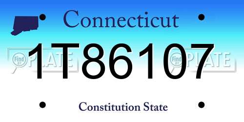 1T86107 Connecticut License Plate