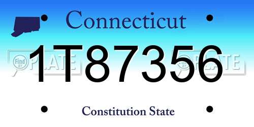 1T87356 Connecticut License Plate
