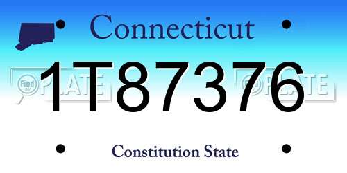 1T87376 Connecticut License Plate