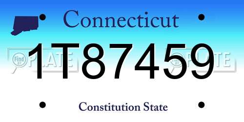 1T87459 Connecticut License Plate
