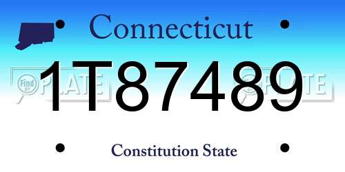 1T87489 Connecticut License Plate
