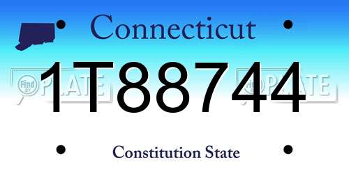 1T88744 Connecticut License Plate