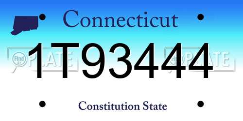 1T93444 Connecticut License Plate