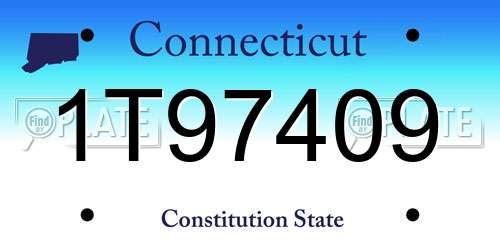 1T97409 Connecticut License Plate