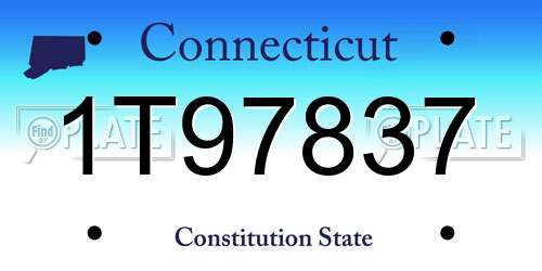 1T97837 Connecticut License Plate