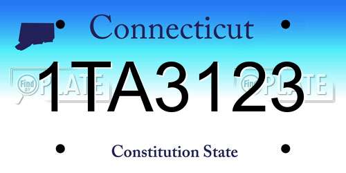 1TA3123 Connecticut License Plate