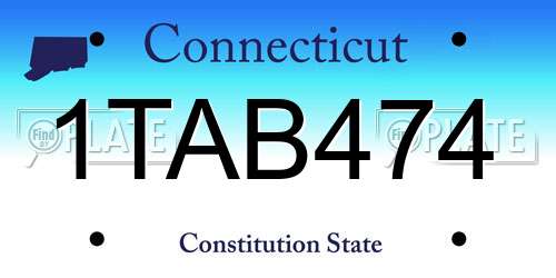 1TAB474 Connecticut License Plate