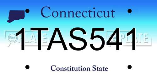 1TAS541 Connecticut License Plate