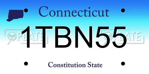 1TBN55 Connecticut License Plate