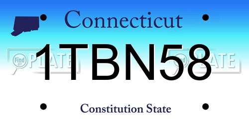 1TBN58 Connecticut License Plate