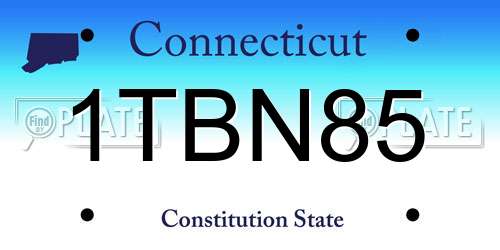 1TBN85 Connecticut License Plate