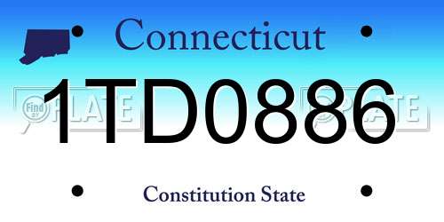1TD0886 Connecticut License Plate