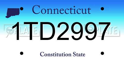 1TD2997 Connecticut License Plate