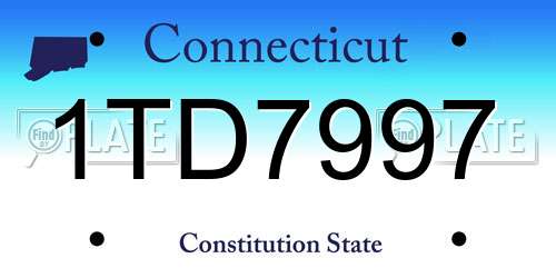 1TD7997 Connecticut License Plate
