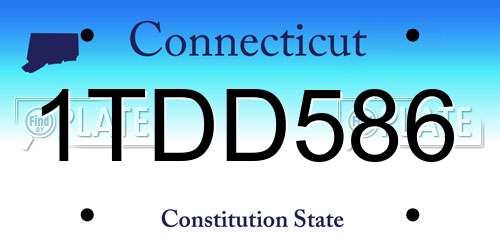 1TDD586 Connecticut License Plate