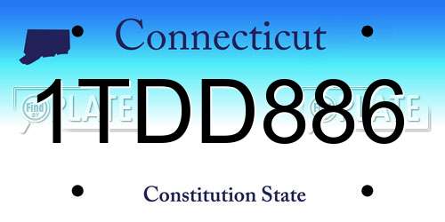 1TDD886 Connecticut License Plate