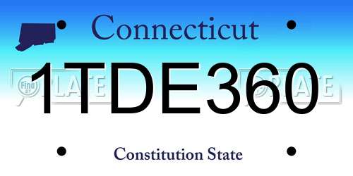 1TDE360 Connecticut License Plate