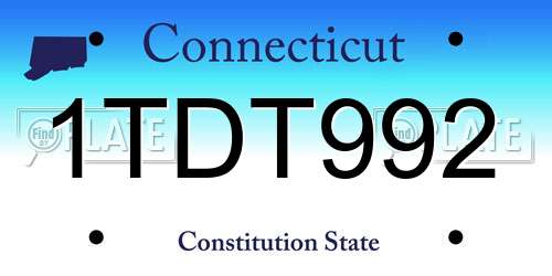 1TDT992 Connecticut License Plate
