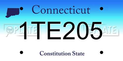 1TE205 Connecticut License Plate