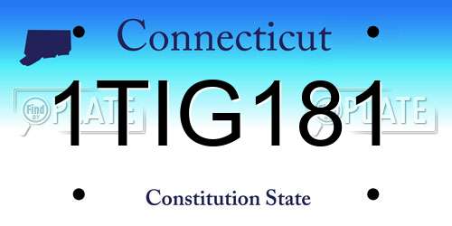 1TIG181 Connecticut License Plate