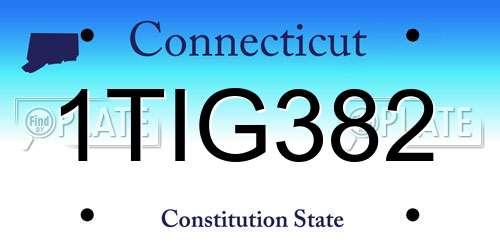 1TIG382 Connecticut License Plate