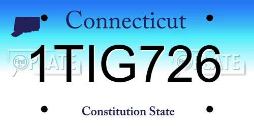 1TIG726 Connecticut License Plate