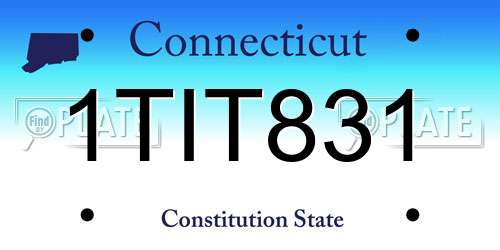 1TIT831 Connecticut License Plate